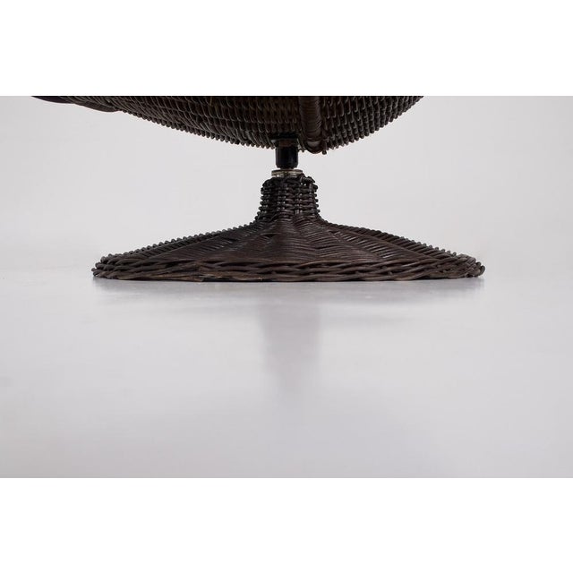Wood Swivel Armchair in Rattan and Leather from Gerard Van Den Berg, 1970s For Sale - Image 7 of 16