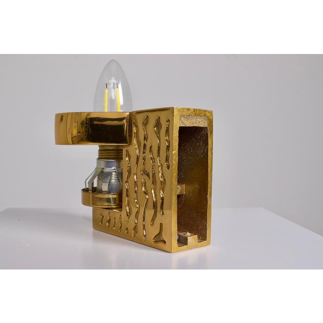Brutalist Wall Sconces in Brass and Glass, 1970s, Set of 2 For Sale - Image 10 of 13