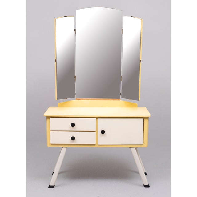 Yellow Dressing Table with Folding Mirror, 1950s For Sale - Image 8 of 8