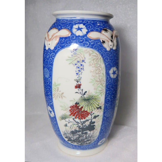 Japanese Signed Blue and White Porcelain Vase, Taisho Era For Sale - Image 9 of 16