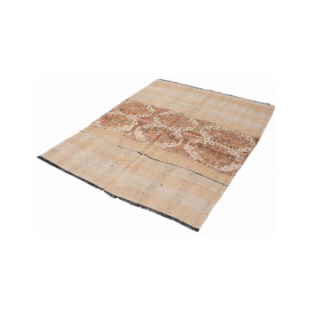 Handwoven vintage embroidered kilim rug from Marash region of Turkey. Approximately 50-60 years old. In very good...