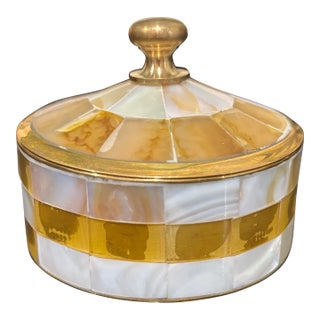 Mother of Pearl & Brass Trinket Box For Sale