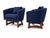 Mid-Century Club Chairs in Blue Chenille, a Pair For Sale In San Diego - Image 6 of 6