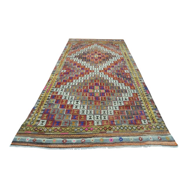 Vintage Turkish Sardes Nomad Kilim Rug - 67"x130" For Sale