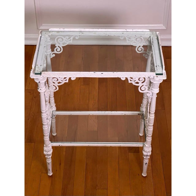 Metal Antique French Cast Iron Two-Tier Garden Table, Etagere With Glass Tops. Circa 1880 For Sale - Image 7 of 13