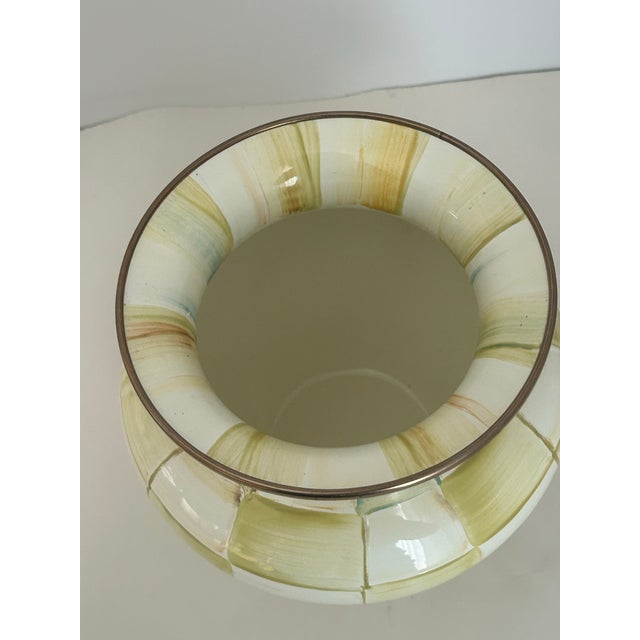 Farmhouse Mackenzie-Childs Parchment Check Metal Enamel Vase For Sale - Image 3 of 5
