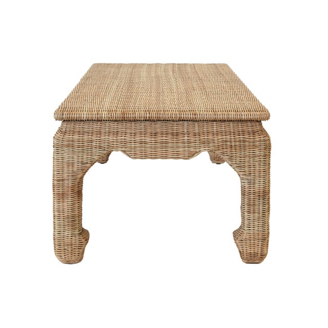 Transitional Matthew Izzo Home - Guinevere Rattan Ming Style Rattan Coffee Table For Sale - Image 3 of 8