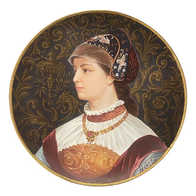 Late 19th Century French B&c Montereau Portrait Charger, Signed H. Catelin. For Sale