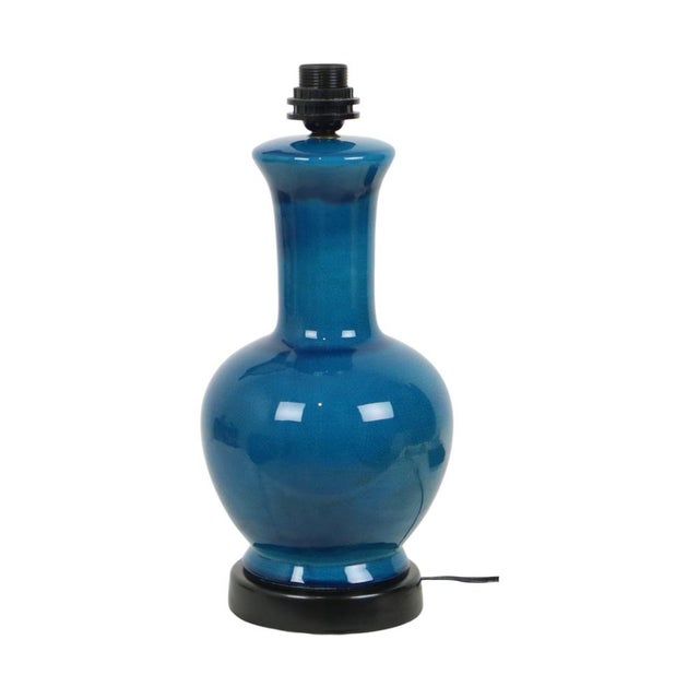 Large Italian Round Blue Ceramic Lamp, 1970s For Sale - Image 14 of 14