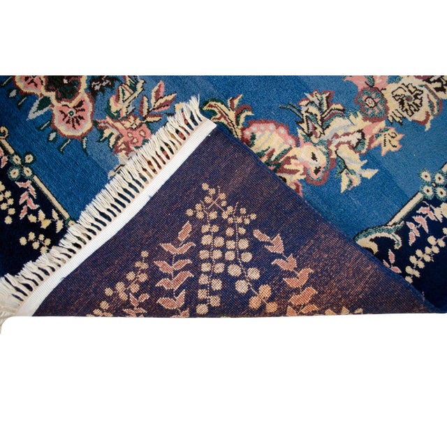 1980s Handmade Rug Blue Turkish Rug - 6'6" X 9'1" For Sale - Image 13 of 18