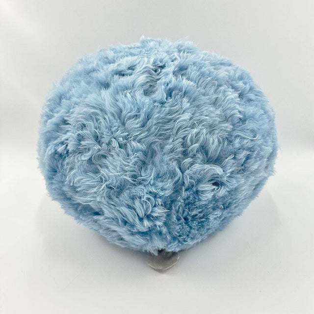 Plush Lambskin Sheep Ball - Blue For Sale In Houston - Image 6 of 6