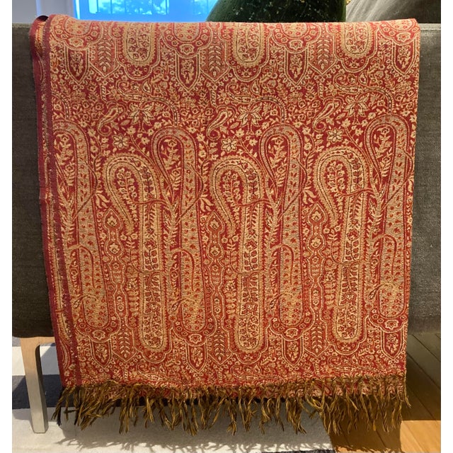 Indian Rajastan Paisley Jacquard Wool Decorative Throw For Sale - Image 3 of 6