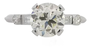 Vintage 2.61 Carat European Cut M-N/Vs1 Diamond Art Deco Engagement Ring Size 7.75