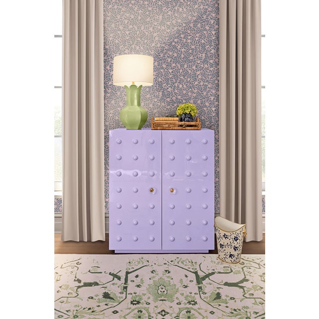 New special order item. Not vintage. Elevate your space with the Beau Lavender Lacquer Two Door Cabinet, a sophisticated...