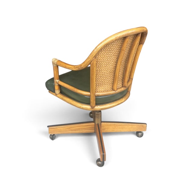 Vintage McGuire Louis XVI Swivel-Tilt Desk Chair in Green Leather For Sale - Image 16 of 18