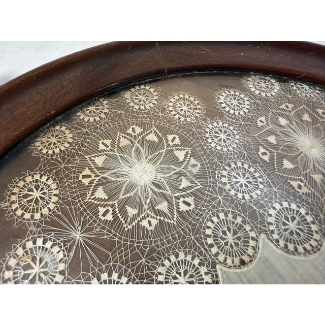 Antique 19th Century Handmade French Lace Wood Bronze Serving Tray Dish Platter For Sale - Image 11 of 13