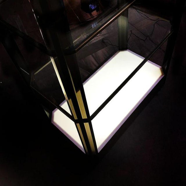 1970s Bronze Glass Light Up Shelf Etagere W/ Smoked Acrylic Accents For Sale - Image 9 of 9
