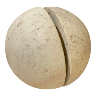 Vintage Raymor Spherical Italian Travertine Bookends - a Pair For Sale