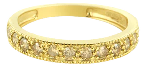 IGI Certified 1/2 Cttw Diamond 10K Yellow Gold Prong Set Beaded Milgrain Band Style Ring (J-K Color, I2-I3 Clarity) - Size 6