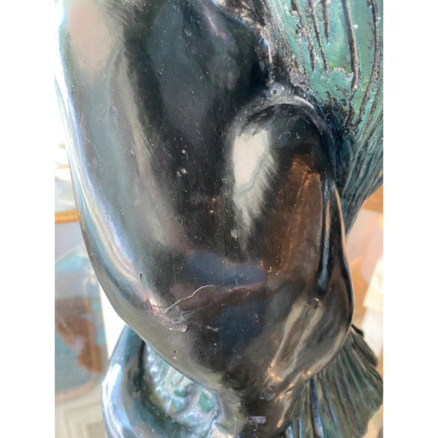 Black Vintage Pair of Mid-Century Modern Plaster Black Panther Cat Table Lamps For Sale - Image 8 of 13