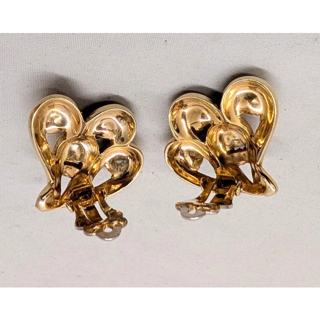 Brown Vintage 1960s Signed Jomaz Goldtone Faux-Topaz Clip Earrings-2 Pieces For Sale - Image 8 of 9