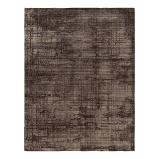 Hand-Knotted Abstract Rug in a Brown, Black Painterly Pattern by Rug & Kilim For Sale