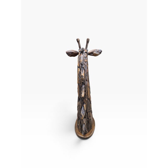 Mid 20th Century Sculptural Wood Giraffe Head & Neck Statue For Sale In Chicago - Image 6 of 12