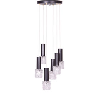 Mid-Century Chandelier in Steel by Elektroinstala Jílové, Czech, 1960s For Sale
