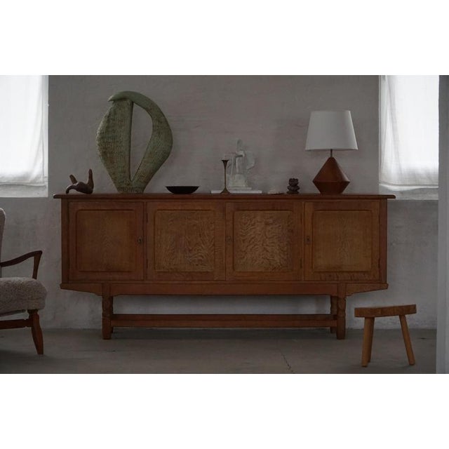 Low Vintage Danish Sideboard in Oak, 1960s For Sale - Image 12 of 18