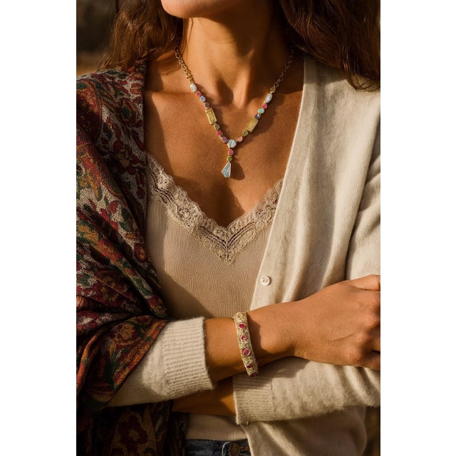 Gemstone Bochic "Capri" Diamond, Amethyst, Topaz, Citrine & Peridot Necklace in 18K & Silver For Sale - Image 7 of 18