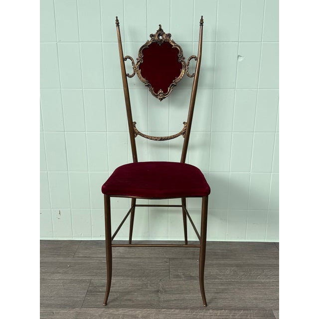 Vintage Chiavari Chair in Brass and Velvet, 1960s For Sale - Image 17 of 17