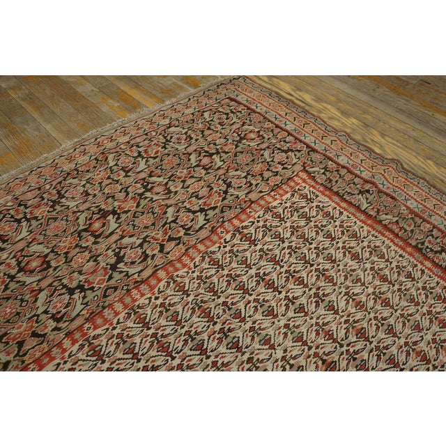 19th Century Fantastic Oyster Gray Color With Geometric and Floral Design Antique Persian Senneh Kilim Rug For Sale - Image 5 of 9