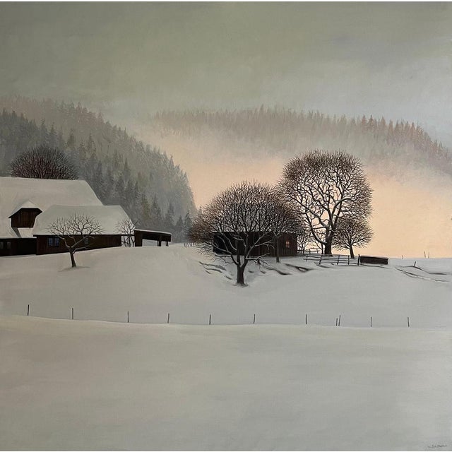 Claude Sauthier, Near to Romont, Vaud, Oil on Canvas, 1970s For Sale - Image 15 of 15