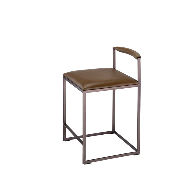 2020s Bradbury Counter Stool, Truffle Leather For Sale - Image 5 of 8