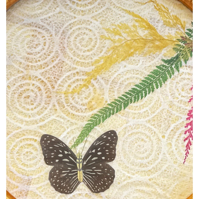 Wood Vintage Butterfly Rattan Trimmed Serving Tray / Platter For Sale - Image 7 of 8