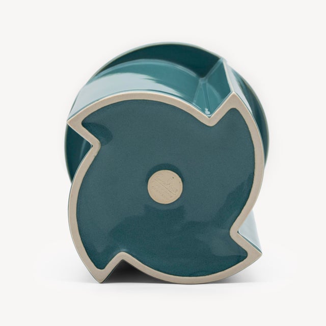 Ceramic Windmill Turquoise Porcelain Vases by Jan Van Der Vaart for Rosenthal, Set of 2, 1988, Set of 2 For Sale - Image 7 of 15