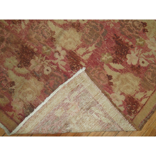 Mid 20th Century Vintage Zabihi Collection Pink Floral Karabagh Rug - 4'6" x 7'8" For Sale - Image 5 of 7