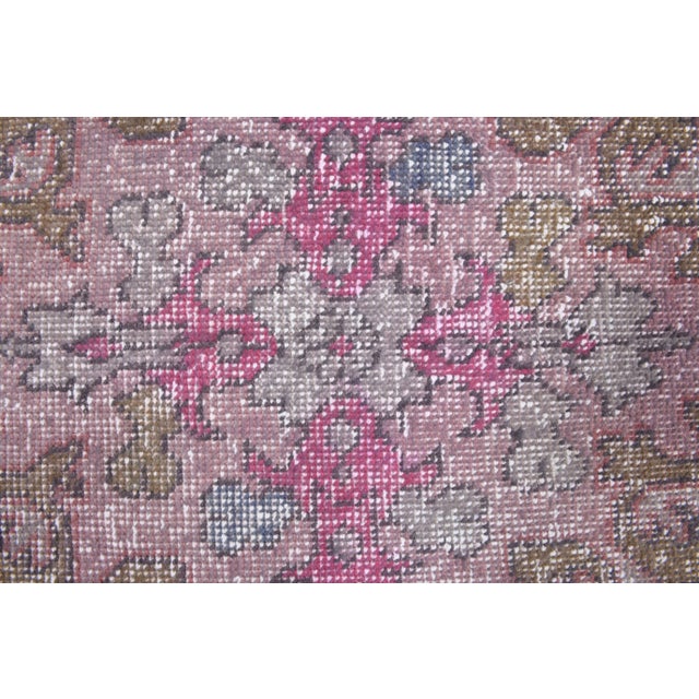 1970s Turkish Oushak Handmade Wool Cotton Pink Area Rug For Sale - Image 4 of 10