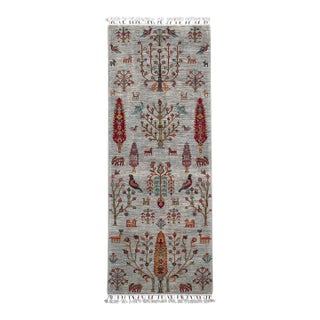 Hand-Knotted Persian Gabbeh Runner Rug – Tree of Life Motif in Earth Tones For Sale