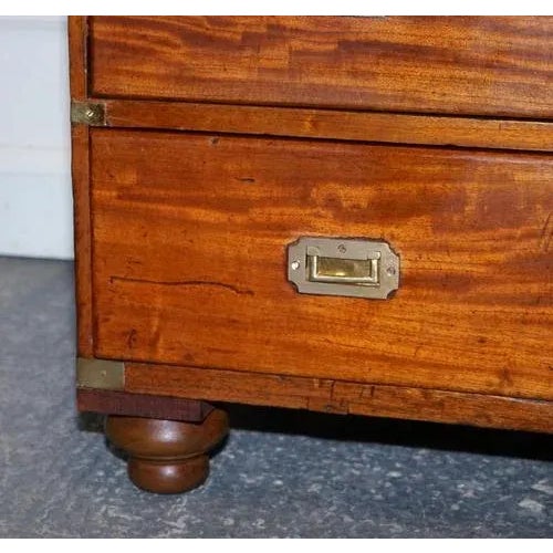 Antique Satinwood Military Campaign Chest of Drawers, 1800s For Sale - Image 3 of 18