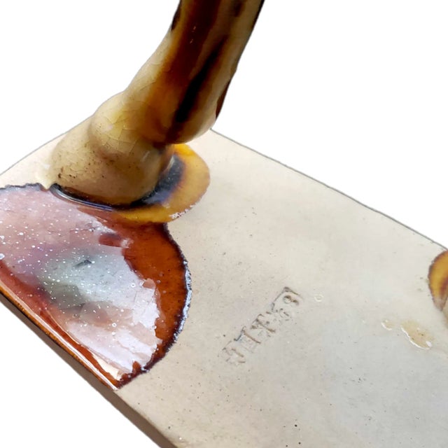 1950s Signed 1950s Tang Style Horse Figurine Sancai Glazed in Green, Brown and Cream For Sale - Image 5 of 10