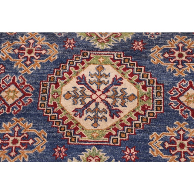 Rustic Kazak Southwestern Light Blue Wool Rug - 4'2''x6'0'' For Sale In New York - Image 6 of 10