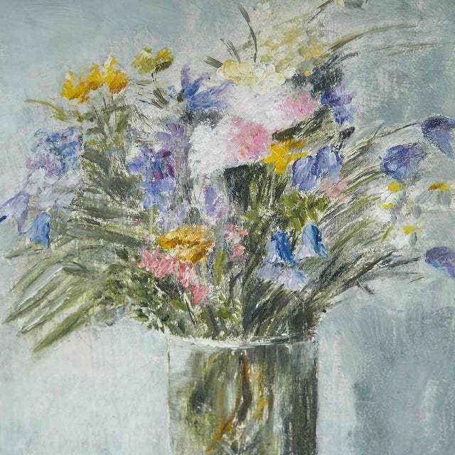 Oil Painting by Magagnotti, Flower Vase, 1967, Framed For Sale - Image 3 of 5