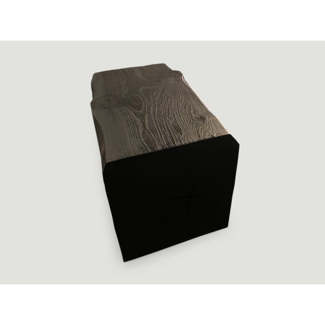 Andrianna Shamaris Charred Teak Wood Log Bench or Coffee Table For Sale - Image 17 of 18