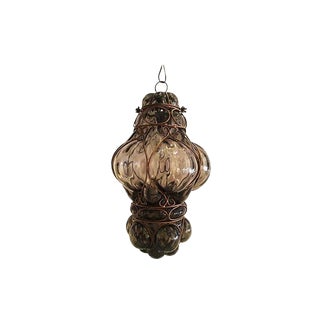 Vintage Handblown Glass Cage Pendant For Sale