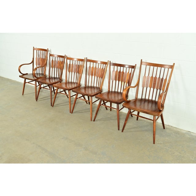 Kipp Stewart for Drexel Declaration Sculpted Walnut Dining Chairs, Set of Six For Sale - Image 13 of 13