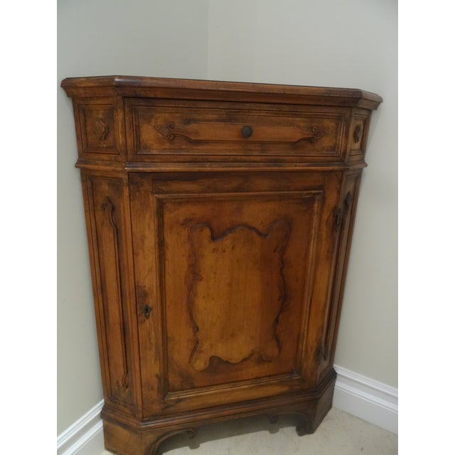 Brown 18th Century Style Italian Corner Cabinets - a Pair For Sale - Image 8 of 11