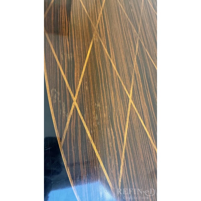 Late 20th Century Neoclassical Zebrawood Inlaid Ebonized Dining Table, Attributed to Ralph Lauren for Henredon For Sale - Image 15 of 17