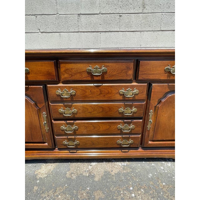 Vintage Wood Sideboard Buffet Console Table Sprague Carleton Storage For Sale - Image 10 of 10