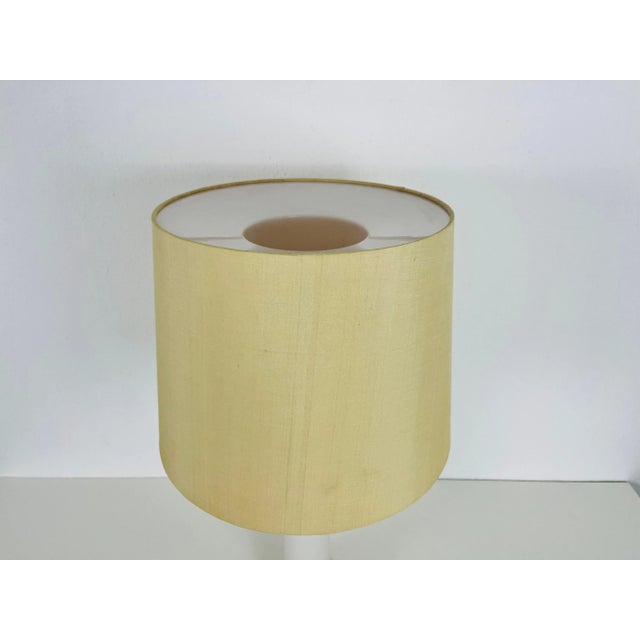 1960s White Glass and Fabric Shade Table Lamp attributed to Luxus, Sweden, 1960s For Sale - Image 5 of 12